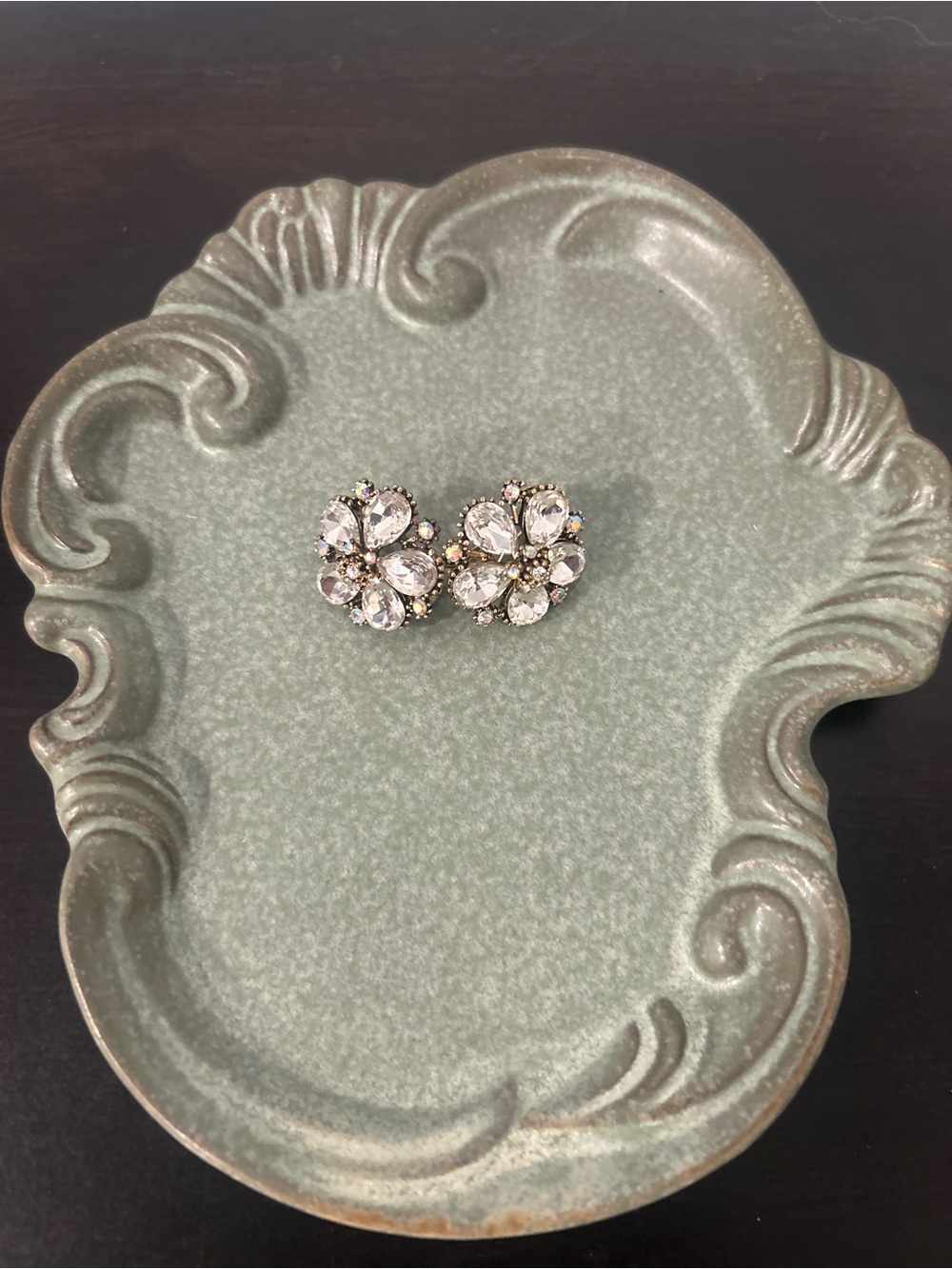 Vintage faux Crystal Floral Earrings